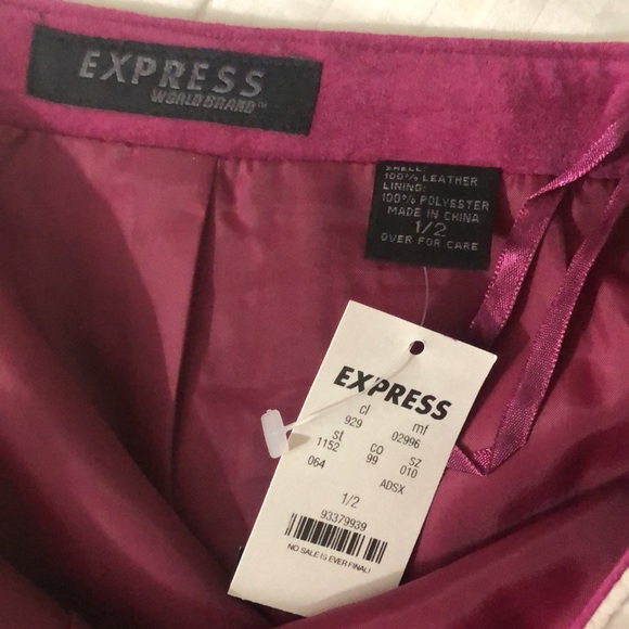 EXPRESS Suede pink color block skirt - Picture 6 of 9
